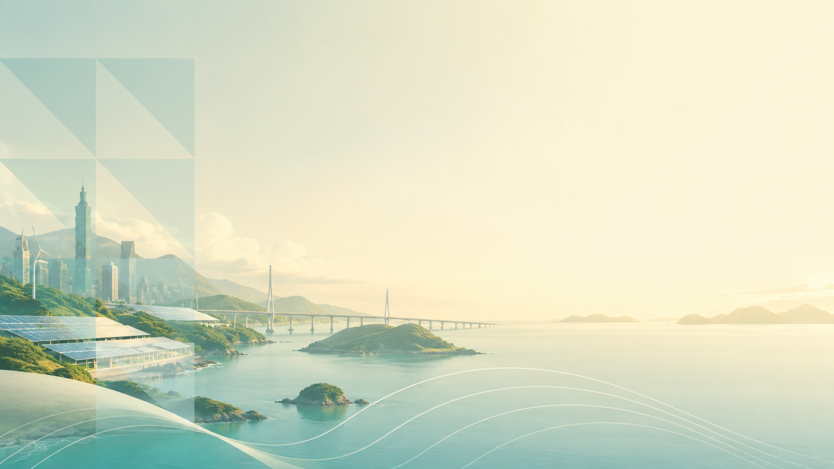 Taiwan–Philippines opportunity landscape with sustainable coastal development, bridge and skyline