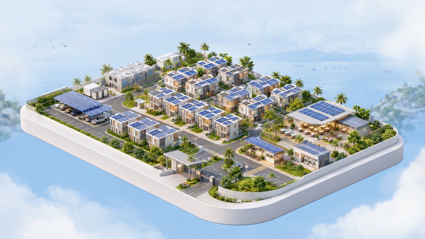 Solar Smart Rental Village 3D concept rendering