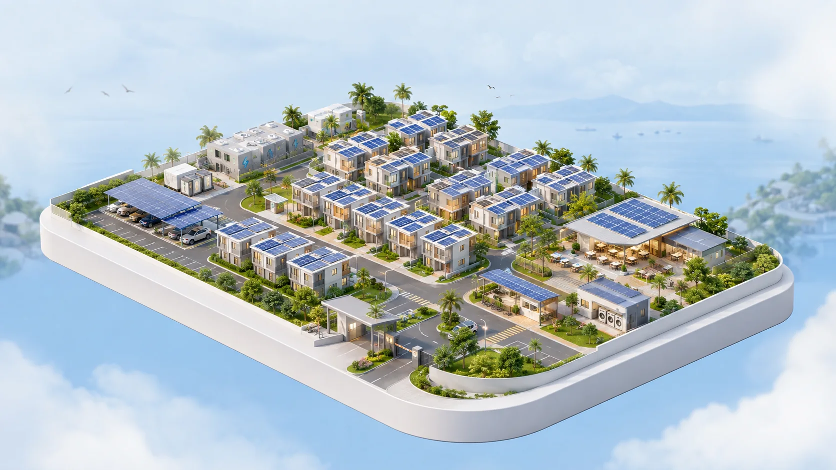 Solar Smart Rental Village 3D concept rendering